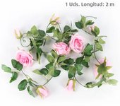 2/4m Pink Artificial Floral Garland Fake Rose Vine Hanging Flower String Garland for Wedding Baby Shower Event Party Supplies