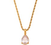 E.B.belle Waterproof Trendy Birthstone Necklace Jewelry Gift For Women 12 Colors Zircon Waterdrop Pendant Necklace Rope Chain