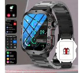 Reloj Inteligente para Fitness Rugged Military 1,96 pulgadas, Bluetooth call,NFC, Llamadas de Voz Ai, Monitor de Ritmo Cardíaco,100 + Deportivo mode, GPS Deportivo, Música, Impermeable 3ATM,para Android IOS Reloj Deportivo