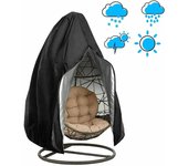 Funda para Silla Colgante, Funda para Sillón Colgante, Funda Protectora para Silla Egg, Fundas Impermeables para Muebles de Columpio de jardín, 190x115 cm, Negro