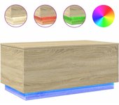 vidaXL Mesa de centro con luces LED 90x50x40 cm Blanco, Negro, Roble Sonoma Mesita de Salón o Comedor o Auxiliar Mesa de Café Meuble Salón