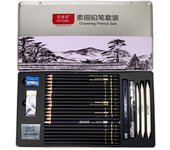 31 Pcs Sketch Pencil Set Professional Sketching Drawing Kit Tin box Wood Pencil Painter School Students Gift Art Supplies