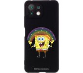 Funda original compatible con Xiaomi Mi 11 Lite Negro con un diseño de Bob Esponja Arco Iris