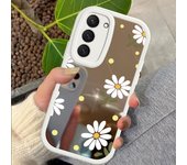 Chrysanthemum Fasion Mirror Surface Phone Case For Samsung Galaxy A73 A72 A71 S23 S22 S21 S20 FE Plus 5G Makeup Coque Cover