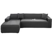 Funda de sofá impermeable en forma de L, sofá de tela (Negro, 145x185)