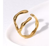 Anillo de acero inoxidable irregular de moda europea y americana con personalidad estilo ins nicho anillo abierto de acero de titanio para mujer