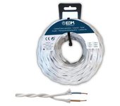 EDM Cabo Paralelo Textil Trenzado 2x1,5mm Blanco 5m - Libre de Halógenos - EDM - 11886 Textil Material Eléctrico Cable Eléctrico
