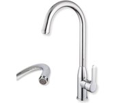 GOLDMAN SERVICE  Grifo de Fregadero Monomando Caño Alto Giratorio 360° Grifo Cocina Modernos de Acero Inoxidable, Grifo de Cocina con Sistema Economy Water, Grifos Cocina Fregadero Elegantes