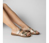 MARILA SHOES SANDALIA PLANA PARA MUJER TIPO ZUECO EN PIEL BALTI PLATINO