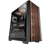 Mars Gaming MC-WOOD, Caja PC ATX, Panel Frontal de Madera, Ventana Lateral, Ventilador FDB 120mm, Refrigeración Líquida hasta 360mm, Doble Cámara, Gestión Cableado, PC Semitorre, Caja PC Negra con Cristal Templado o Cristal Cromado