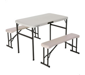 Conjunto de mesa (106x61x74 cm) y dos bancos (94x22x42 cm)plegables con asas incorporadas para 4 personas (Color Baby 92202)