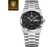 POEDAGAR Business Men Wristwatch Waterproof Stainless Steel Man Watch Luminous Date Week Fashion Men's Quartz Watches Reloj+Box