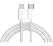 Cable de Carga Rápida SX Tipo C a Tipo C para iPhone 15, 60W, 1m, Blanco, Trenzado de Algodón, Silicona, Antipolvo, Antifuego, Antisuciedad, 3A, Transferencia de Datos y Carga Rápida PD. Compatible con Xiaomi, Samsung y Applst sa130
