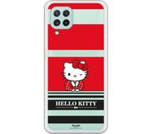 Funda original compatible con Samsung Galaxy A22 4G - Hello Kitty Franjas Rojas y Negras