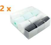 Organizadores Jocca de cajón cuadrado o rectangular con medidas de altura universal, recortable y plegable, fabricado 100% con polipropileno transparente de gran resistencia.  Sets ideales para ganar espacio en tu armario.