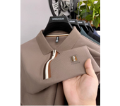 100% cotton long sleeve men's polo shirt autumn fashion new item light luxury brand design golf half zipper casual lapel T-shirt
