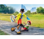 Playmobil Paramédico con Paciente - Cuidadoso Tratamiento Inicial Heridas