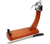 Fackelmann Set Soporte Jamonero Giratorio en Madera de Pino, incluye Cuchillo Jamonero Nirosta Fit 26/39 cm Acero Inoxidable para Cortar Jamón en Finas Lonchas