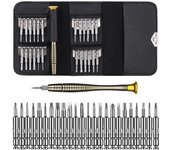 Destornillador de precisión Mini 25 en 1 Juego de destornilladores Herramienta de reparación con estuche de cuero para computadora portátil, anteojos, etc.