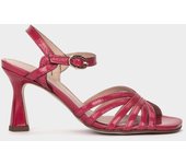 Pedro Miralles Sandalias de tacon de piel en color fucsia modelo MUNERA en tonos Rosas. Hecho a mano en España.