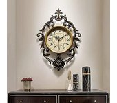 Reloj de pared ovalado grande de color bronce retro de 21 "x 14" con esqueleto elegante envolvente, relojes de cuarzo de filigrana silenciosos para sala de estar, dormitorio, chimenea, decoración de manto para sala de estar
