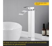 Grifo frío y caliente de cascada negra, lavabo de acero inoxidable, grifo de lavabo cuadrado