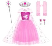 Disfraces de princesa de fiesta de chile, disfraz de cumpleaños para niñas pequeñas con corona, maza, guantes y accesorios de 3 a 12 años