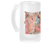MERCHANDMANIA JARRA CERVEZA CRISTAL cuadro las señoritas de Avignon Pablo Picasso pintor esmerilada esmerilado 500ml