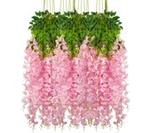 12pcs Artificial Wisteria Flowers Hanging Garland Wedding Home Garden Decoration Vine Rattan Fake Flower String Ceiling Supplies