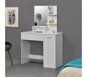 Tocador Krugersdorp Mesa de Maquillaje con Espejo aglomerado 138 x 90 x 38 cm - Blanco [en.casa]
