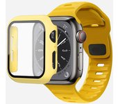 Glass+Case+Strap For Apple Watch Band 44mm 40mm 45mm 41mm 38mm 42mm Smartwatch Silicone Sport Bracelet iWatch 3 4 5 6 SE 7 8