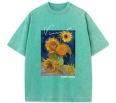 Van Gogh Sunflower Print Printed Male T-Shirt Graphic Cotton T-Shirts High-Quality Cool Tee Shirt Cute Oversized Short Sleeve