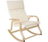 Tectake - Mecedora Roca de madera de abedul 150 kg  Cómoda y bonita mecedora  Estructura curva de madera de abedul  Mullido acolchado, cojín reposacabezas incluido