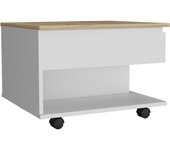 Mesa de centro Luanda elevable en melamina con 2 estantes y 4 ruedas , multicolor , 29.7 cm  X 80 cm  X 54.5 cm