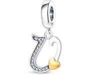 100% 925 Silver Small Pendant With Gold Lucky 26 Letters A-Z Design Charms Beads Fit 3mm Bracelets DIY Fine Jewelry Making