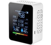 Detector de dióxido de carbono 5 en 1, calidad del Aire interior, medidor digital de CO2, TVOC, HCHO, monitor De Temp y humedad, retroiluminación (Blanco)
