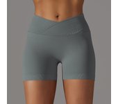 Crossover Waist Women Sport Shorts Yoga Shorts Gym Workout Running High Waist Yoga Shorts Push Up Hip Seamless Fitness Shorts