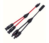 Power Solar Connectors 30A Y-Branch Cable, Solar Cable Parallel Adaptor in Pair for Solar Panel 1*M/FF+1*F/MM black red Power