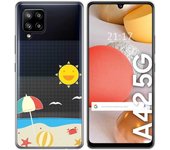 Tumundosmartphone Funda Gel Transparente para Samsung Galaxy A42 5G diseño Playa Dibujos