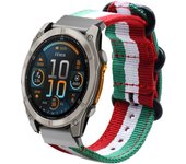 Correa de Nylon para Garmin Fenix 8 - 51mm / Fenix 7X Pro / Fenix 6X Pro / Enduro 3 / Epix 2 Pro 51mm, Brazalete Bandera de Italia Conectores Quickfit 26mm