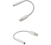 2 Pieces USB-C Type C to 3.5 mm Headphone Jack Earphone Audio Cable White