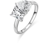 S925 Silver 1 Carat Water Drop Square Double Stone Moissanite Personalized European and American Fashion Wedding Engagement Ring