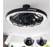 Ventilador de Techo de 13 pulgadas con Luz Led Regulable, 3 Colores 3000K-6500K, 3 Velocidades, ventiladores de Techo Emprocables with Luces para Dormitory, Cocina, Salón-Negro