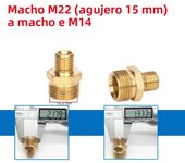 Brass 3/8" 1/4" M14 M18 M22 Thread Connector Male Female Adapter for High Pressure Washer Torch Transitional Joints Pipe Fitting