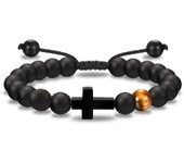 Pulsera de cuentas de Spiderman con ojo de tigre y obsidiana esmerilada para hombre.