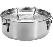 Molde para flan de acero inoxidable con tapa y asa, de gran capacidad, portátil (19 cm)