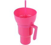 2 In 1 Snack Drink Cup with Straw 1000ML Stadium Tumbler Water Bottle Portable Popcorn Beverage Cup For Adults Kids Cinema