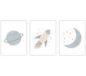 Set de 3 cuadros calidad premium con marco de madera - 30x40 cm o 50x70 cm - POSTER LAB