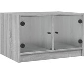 vidaXL Mesa de centro con puertas de vidrio 68x50x42 cm Blanco, Negro, Roble Sonoma Mesita de Salón o Comedor o Auxiliar Mesa de Café Meuble Salón