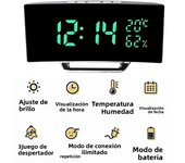Mirror Digital Alarm Clock Temperature Date 2 Levels of Brightness Adjustment Snooze Table Clock 12/24H Night Mode LED Clock